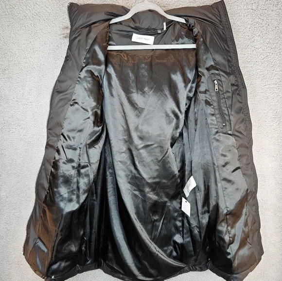 **SOLD***Calvin klein Womens Black Full Zip Coat Sz M Detachable Hood Faux Fur - Picture 12 of 15